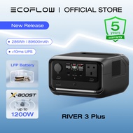 EcoFlow Portable Power Station RIVER 3 Plus, 286Wh LiFePO4 Battery, 3 Up to 1200W AC Outlets, 10 MS 