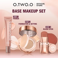 O.TWO.O 3pcs Face Makeup Set With Primer + 2 In 1 Foundation Cushion + Blush Stick 3pcs Set Solekan 