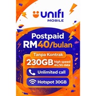 🚀​Unifi Moile Postpaid 🚀RM40/ bulan ​ Tanpa Kontrak (Fizikal sim/ E-sim) Ready Stock