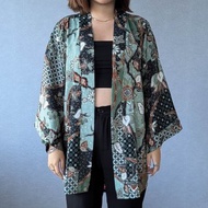 印尼蠟染輕薄涼爽和服罩衫 NAKURA - 銅綠 - NAK006