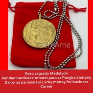 Pendant necklace Peso Sagrado Medalyon Lucky money Amulet