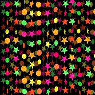 TIMEROAD Round Pentagram Fluorescent Banner, Colorful 2m Neon Fluorescent Garland, Party Supplies Re