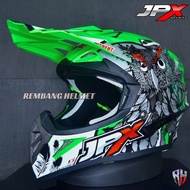 HELM JPX CROSS FOX1 X13  FLUO GREEN GLOSS PAKET GANTENG GOOGLE SNAIL HELM JPX KLX ORIGINAL HELMET MO