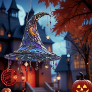 Halloween Witch Hat Acrylic Hanging Ornament - 2d Spooky Pumpkin Ghost Decor For Yard Garden F7e8