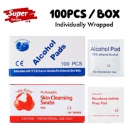 [SG Stocks]Alcohol Swabs Cotton Pads 100PCS Disinfection Wet Pads Cleaning Wipes Disinfectant Pad Di