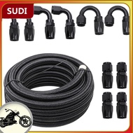 Sudi 20FT Fuel Line Kit 6AN Nylon Braided Hose 10PCS Swivel Fitting Adapter Black 1500psi Working Pr