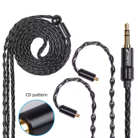 8core MMCX 2Pin 0.78mm A2DC Silver Plated Earphone Cable 3.5mm Balanced Headset Audio Jack Cable For