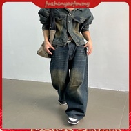 M-5XL American Vintage Baggy Jeans Men Casual Loose Wide Leg Plus Size Denim Pants