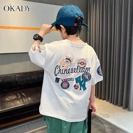 OKADY เสื้อยืดแขนสั้นเด็กผู้ชาย,เสื้อยืดครึ่งแขนสำหรับเด็กเด็กผู้ชายเสื้อ