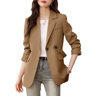 Women Korean Detachable Waistband Long Sleeves Loose Blazer