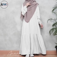 Dress- Anari Collection Dress Abaya Serut Lengan Karet / Abaya Serut Remaja Desa Santri Putri Kekini