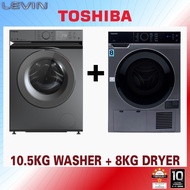 Toshiba 10.5KG+8KG Front Load Auto Washing Machine &amp; Condenser Dryer Mesin Basuh