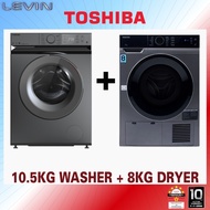 Toshiba 10.5KG+8KG Front Load Auto Washing Machine & Condenser Dryer Mesin Basuh