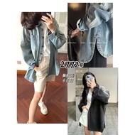 AQ Cheap Clothes Shipping from Taiwan Single Pocket Arc Slit Denim Jacket Single Pocket Arc Slit Den