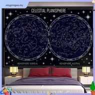 World Map Tapestry High-Definition Map Fabric Wall Hanging Decor Watercolor Map Letter Polyester Tab