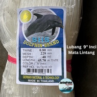 080MM X 229MM (9") X 40MD X 45.7Mtr Jaring Pukat Ikan / Mata Lintang / Isi Kosong / Warna Putih / Th