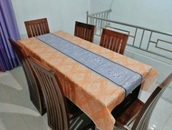taplak meja makan anti air waterproof jumbo 6 dan 4 kursi ± 137x183cm - orange batik