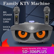 SD306 Plus Karaoke Set Dual Bluetooth Speaker With 2 Wireless Microphones Outdoor Family Ktv Stereo Mic Big Sound 30w