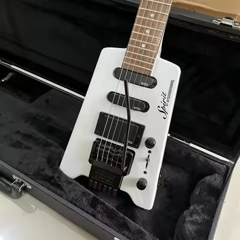 Steinberger Electric Guitar, White Color, Mahogany Body, Rosewood Fingerboard, Black Hardware, 6 Str