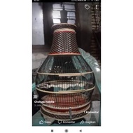 sangkar burung perkutut dari rotan. bentuk kerucut