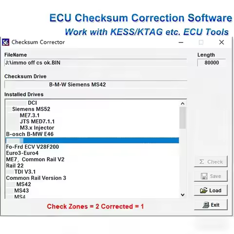 ECU Checksum Correction Software for ECU Bin. File Checksum Corrector Work with KESS KTAG MPPS More