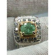 Cincin perak 980 zamrud colombia muzo 2ct