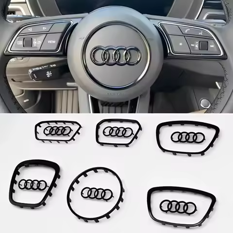 For Audi A3 A4 B8 8P B9 8V A5 A6 C7 A7 Q3 Q5 Q7 Automobile Steering Wheel Logo Bright Frame Strip El