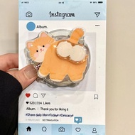Pemegang Telefon Magnet Kucing Oren Comel Lekat Belakang Telefon untuk iPhone Android