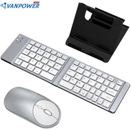 Slim Folding Keypad Mouse Bluetooth-Compatible Tablet Phone Stand 3 Modes Rechargeable for IOS/Andro