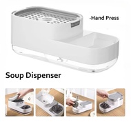 Kitchen Dish Soap 2-In-1 Dispenser Upgrade Press Type Manual Soap Box Detergent Dispenser Storage Bo