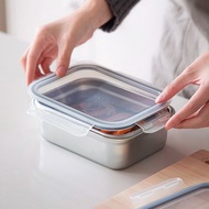 日本霜山 卡扣式304不鏽鋼保鮮盒(附蓋)-1.2L-3入