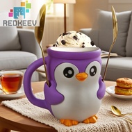 [Redkeev.my] Cute Penguin Cute Ice Cream Pint with Spoon & Drawer Dessert Cup Reusable Beer Can Hold