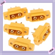 YYE 5pcs XT60E Connector, Yellow Plastic XT60E Male Plug,  FPV Racing Fixed Board AMASS RC Drone Acc