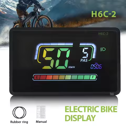 H6C-2 Electric Bicycle Display For Uart2 24V/36V/48V/60V Waterproof Wired Cycling Computer Bike Spee