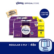 Kleenex Bath Tissue Clean Care Regular Toilet Paper 3Ply (20+4R) x 2packs