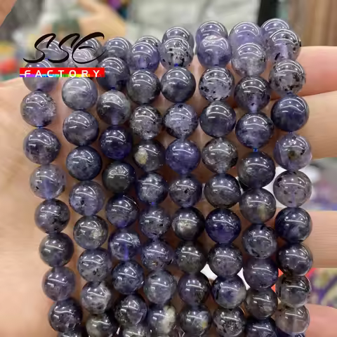 Natural Cordierite Iolite Stone Beads Genuine Semi-precious Sri Lanka Round Beads 6 8 10MM For Jewel