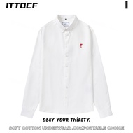 Ami Paris Running Price High Version Shirt Love Embroidery Casual Loose Spring And Autumn Men And Wo