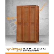 EUREKA 3.5ft Wardrobe Wood Drawer Storage 3 Door 533 / Almari Baju Kayu (Delivery &amp; Installation Klang Valley ONLY)