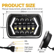 1/2Pcs 5x7" 7X6"   Car LED Headlight Rectangle Headlight with High/Low Beam DRL Turn Signal forToyot