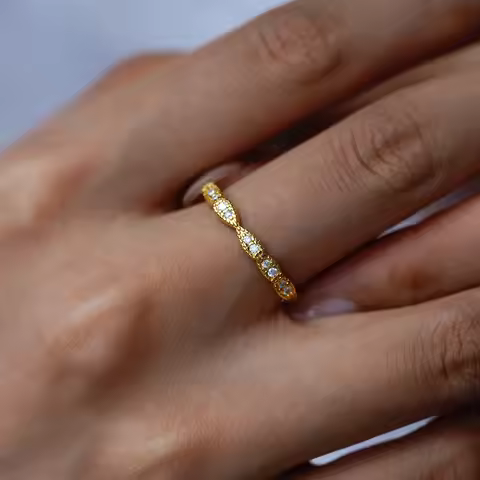 Luxury 100% Real 18k Gold Row ring enclosing ring moissanite diamond ring
