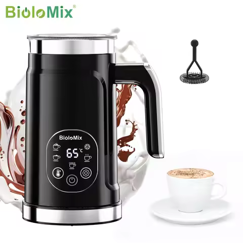 BioloMix 5-in-1 Milk Frother with Upgraded LED Display Touch Screen - Hot And Cold Foam Maker Milk W