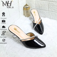 Women's mules sandals with 7cm glass heels, cross straps, jewels, latest trendy women's sandals for 