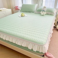 2024 New Style Lace Latex Cool Mat Lace Fresh Mattress Protective Cover Multi-Color Optional Summer Cool Feeling Bed Sheet Soft Skin-Friendly Comfortable Breathable Bed Sheet Single/Super Single/Queen/king/Super king Size Pillowcase Bedding