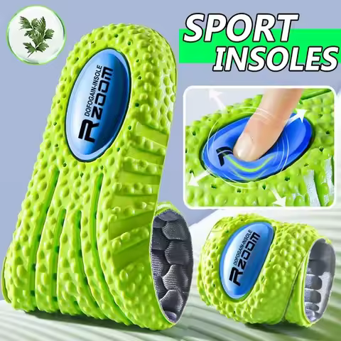 Sports Shock Absorption Insole Green PU Memory Foam Breathable Arch Support Orthopedic Shoes Pad Men
