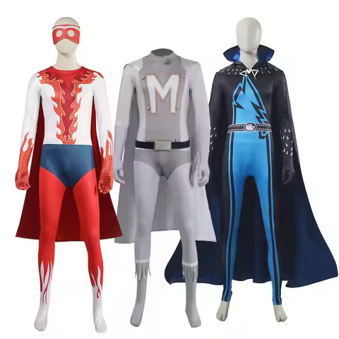 Movie Megamind Metro Man Jumpsuit with Cloak Cosplay Costume Halloween Masquerade Carnival Party Per
