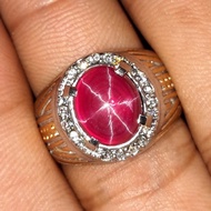 Cincin Pria Batu Cincin Permata Merah Delima Star siam Super Crystal HQ Termurah