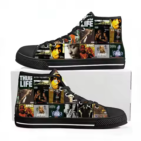2Pac Tupac All Eyez on Me High Top Shoes Men Women Teenager Canvas Walking Sneaker Sneakers Couple F