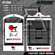 STIKER DECAL SANGKAR KOTAK BNR WHITE JAPANESE NO 123 BISA CUSTOM