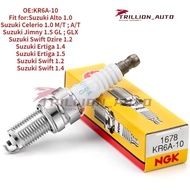 4Pcs NGK Spark Plug FOR Suzuki Alto / Celerio / Ertiga  / Jimny / Swift / Swift Dzire KR6A-10