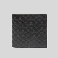 GUCCI Men's Black Microguccissima GG Logo Leather Bifold Wallet With Coin Pocket 150413